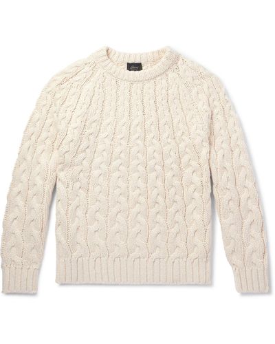 Brioni Slim-fit Cable-knit Cotton Sweater - White