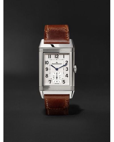 Jaeger-lecoultre Reverso Classic Large Duoface Hand-wound 47mm X 28.3mm Stainless Steel And Leather Watch - Multicolour