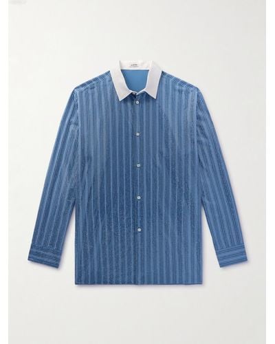 Loewe Crystal-embellished Cotton-poplin Shirt - Blue