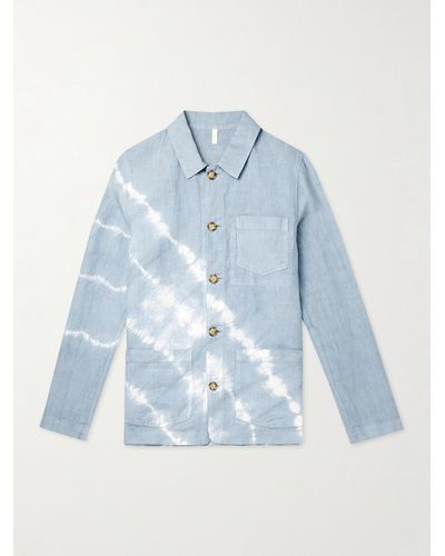 Altea Hoxton Tie-dyed Linen Overshirt - Blue