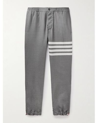 Thom Browne Tapered Striped Wool Trousers - Grau