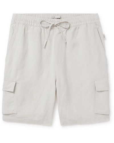 Onia Air Straight-leg Linen And Lyocell-blend Drawstring Cargo Shorts - White