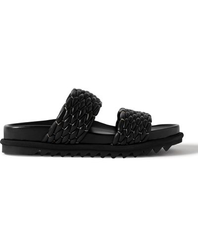 Dries Van Noten Braided Leather Slides - Black