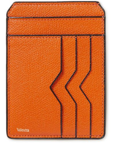 Valextra Pebble-grain Leather Cardholder - Orange