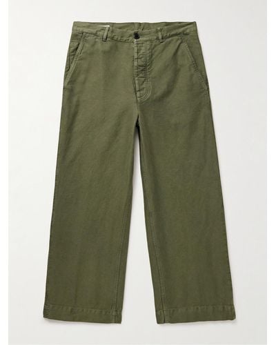 Dries Van Noten Carpenter Wide-leg Garment-dyed Cotton Trousers - Green