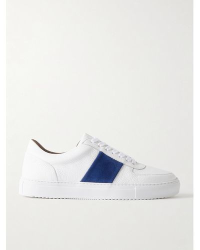 MR P. Larry Pebble-grain Leather And Suede Trainers - Blue