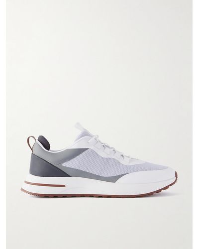 Loro Piana Weekend Walk Leather-trimmed Mesh Sneakers - White