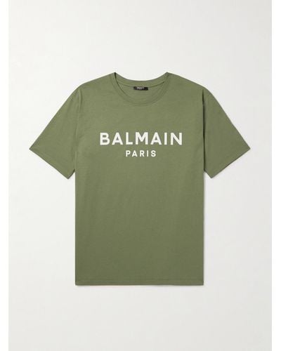 Balmain Logo-print Cotton-jersey T-shirt - Green