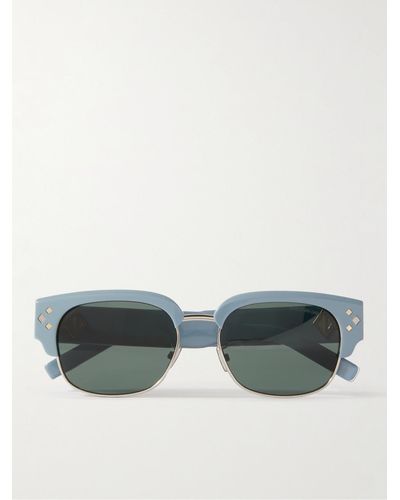 Dior Occhiali da sole in acetato e metallo argentato con montatura D-frame CD Diamond C1U - Verde