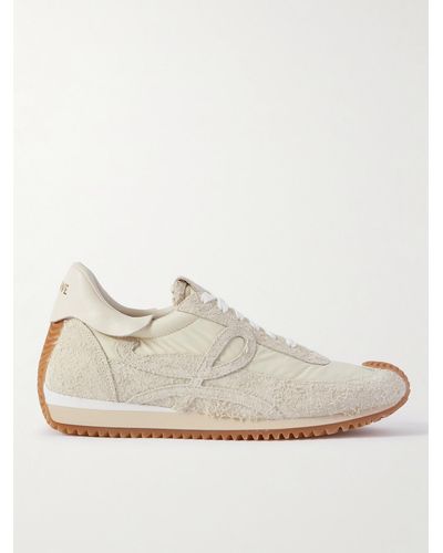 Loewe Flow Runner Leather-trimmed Brushed-suede And Nylon Trainers - White