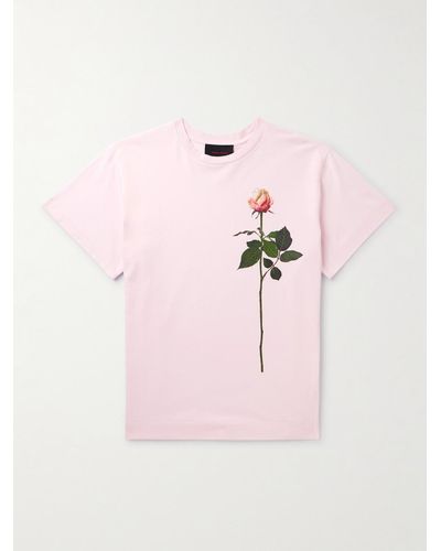 Simone Rocha T-shirt in jersey di cotone con stampa - Rosa