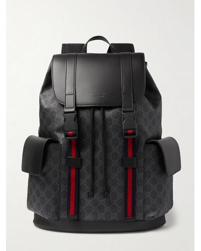 Gucci Monogrammed Coated-Canvas and Leather Backpack - Nero