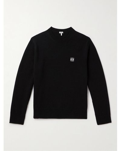 Loewe Pullover in lana con logo ricamato Anagram - Nero