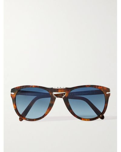 Persol Steve Mcqueen D-frame Folding Tortoiseshell Acetate Sunglasses - Blue