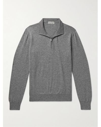 Canali Slim-fit Cashmere Half-zip Sweater - Grey