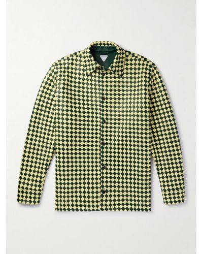 Bottega Veneta Two-tone Intrecciato Leather Shirt - Green