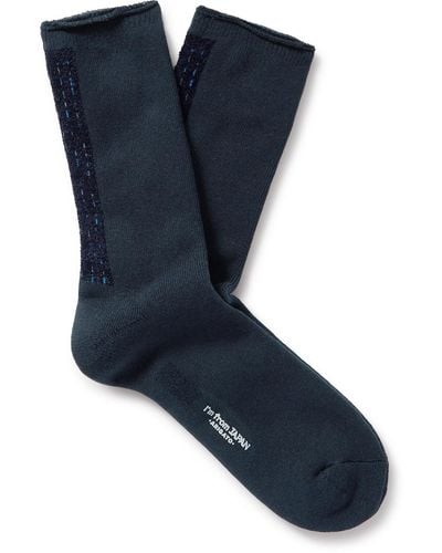 Blue Blue Japan Fleece-trimmed Cotton-blend Socks - Blue