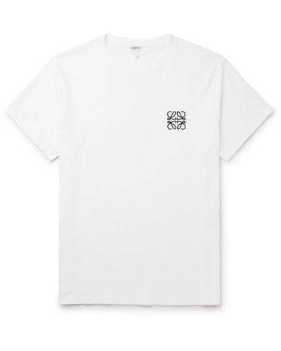 Loewe Slim-fit Logo-embroidered Cotton-jersey T-shirt - White