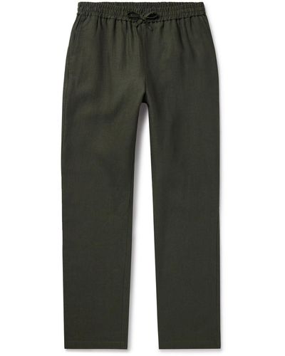 De Bonne Facture Straight-leg Belgian Linen Drawstring Pants - Green