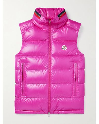 Moncler Ouse Logo-appliquéd Quilted Shell Down Gilet - Pink