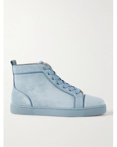 Christian Louboutin Louis Orlato Grosgrain-trimmed Suede High-top Sneakers - Blue