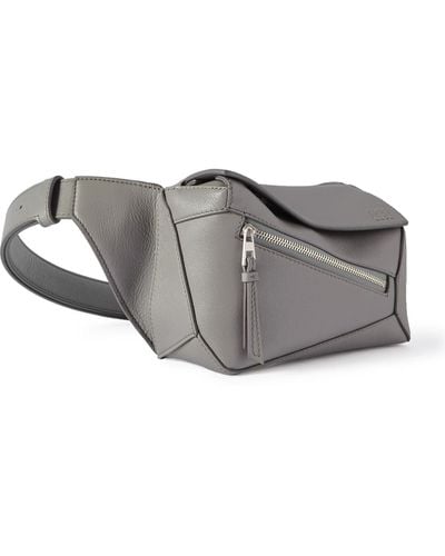 Loewe Puzzle Edge Mini Leather Belt Bag - Gray