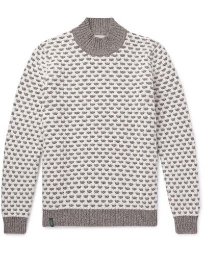 Incotex Zanone Reversible Knitted Wool Mock-neck Sweater - Gray