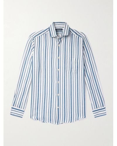 Frescobol Carioca Emilio Striped Linen Shirt - Blue