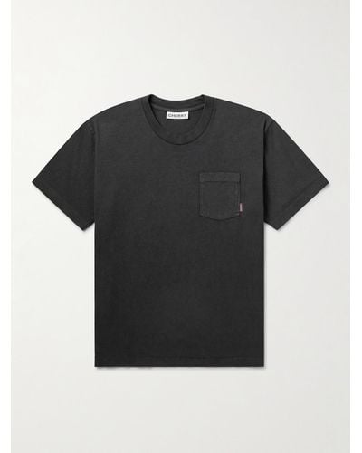 CHERRY LA T-Shirt aus Baumwoll-Jersey mit Logoapplikation in Stückfärbung - Schwarz