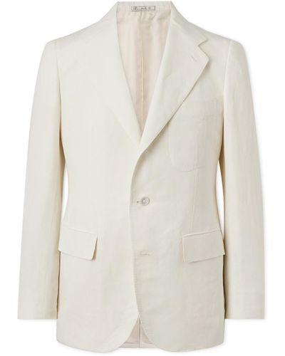 Umit Benan Linen And Silk-blend Suit Jacket - White
