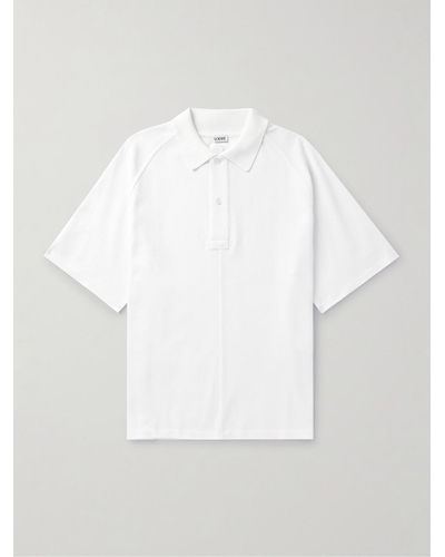 Loewe Logo-embroidered Cotton-piqué Polo Shirt - White