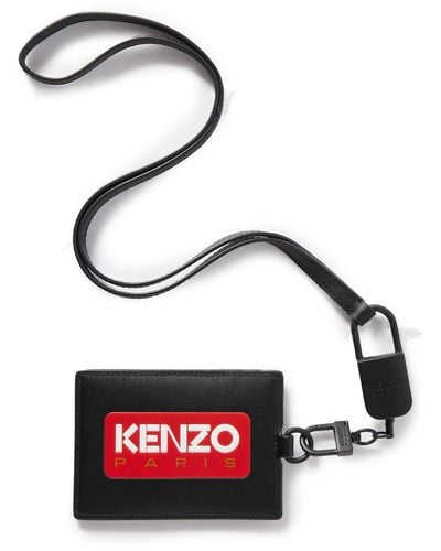 KENZO Logo-embossed Leather Card Holder - Red