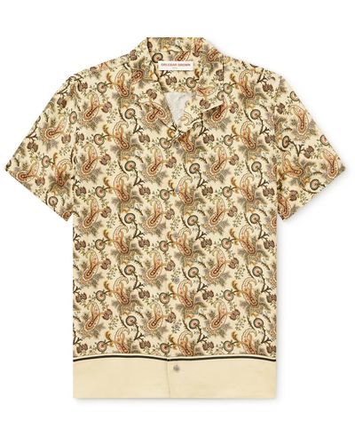 Orlebar Brown Hibbert Camp-collar Paisley-print Linen-blend Shirt - Natural