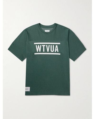 WTAPS T-shirt in jersey di misto cotone con stampa - Verde