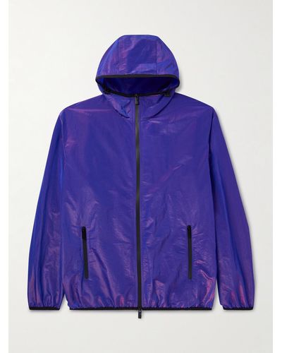 Burberry Iridescent Shell Zip-up Hooded Jacket - Purple