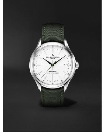 Baume & Mercier Mr Porter 10th Birthday Edition Clifton Baumatic Automatic Chronometer 40mm Steel And Canvas Watch - Black