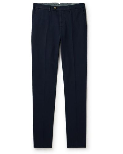 Brunello Cucinelli Slim-fit Cotton-gabardine Pants - Blue
