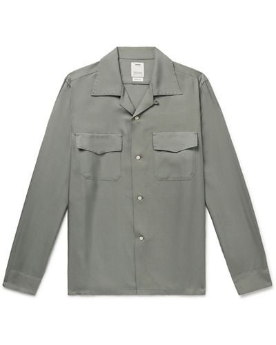 Visvim Keesey Convertible-collar Embroidered Silk-twill Shirt - Gray