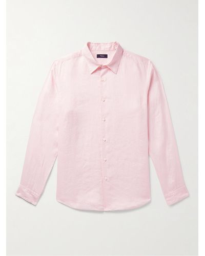 Theory Camicia in lino Irving - Rosa