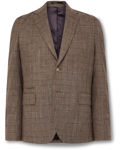 Paul Smith Slim-fit Prince Of Wales Checked Wool - Brown