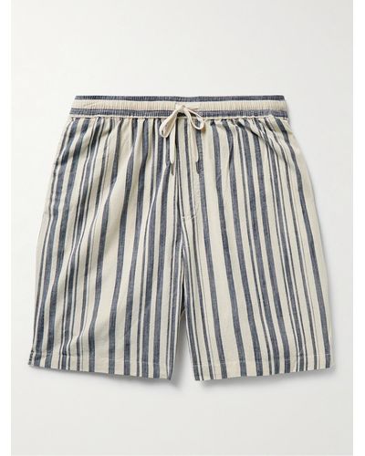Corridor NYC Striped Straight-leg Cotton Drawstring Shorts - Blue