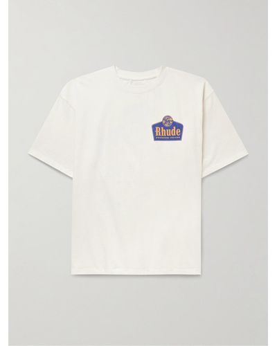 Rhude T-shirt in jersey di cotone con logo - Neutro