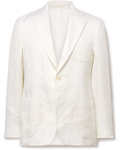 De Petrillo Slim-fit Linen Suit Jacket - White