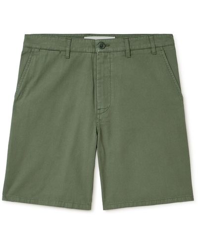 Norse Projects Aros Straight-leg Organic Cotton-twill Shorts - Green