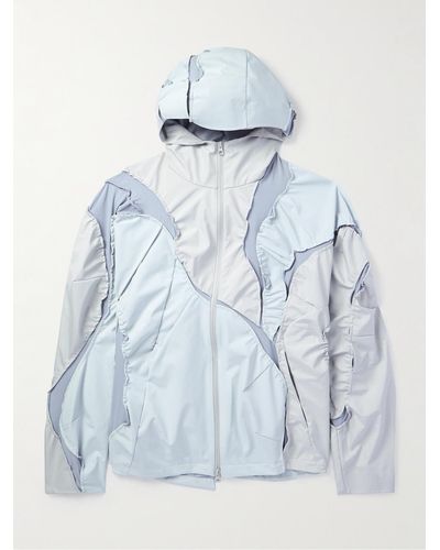 Post Archive Faction PAF 6.0 Panelled Shell And Tech-jersey Hooded Jacket - Blue
