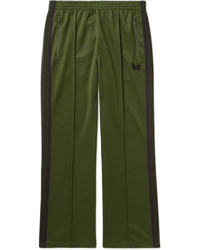 Needles Straight-leg Webbing-trimmed Logo-embroidered Tech-jersey Track Pants - Green