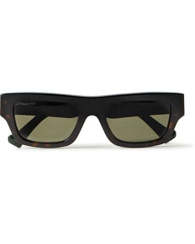 Gucci Rectangular-frame Tortoiseshell Acetate Sunglasses - Black