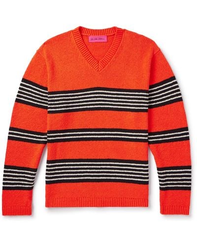 The Elder Statesman Nora Striped Cotton Sweater - Red