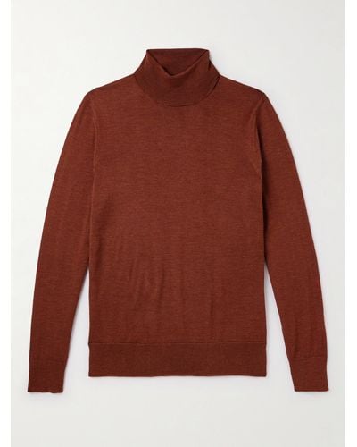MR P. Slim-fit Merino Wool Rollneck Sweater - Red
