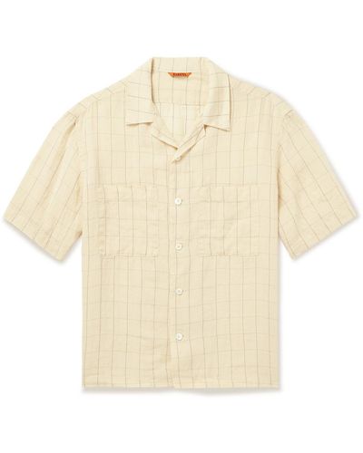 Barena Camp-collar Checked Linen-blend Shirt - Natural
